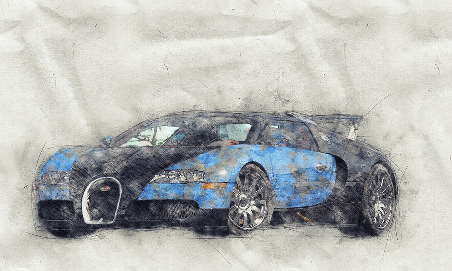 Bugatti Veyron EB 16.4 - Sports Car 1 - Automotive Art - Car Posters Mixed Media by Studio Grafiikka