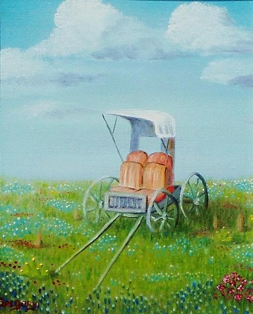 Blue Bonnets Painting - Buggy in Spring. by Gene Gregory