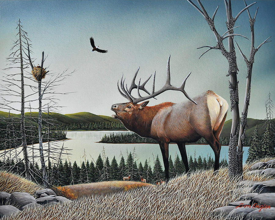 Nature Painting - Bugling Elk by Don Engler