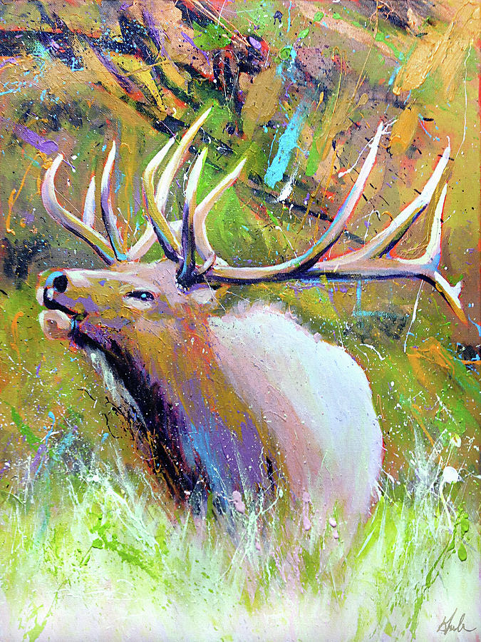 Bugling Elk Painting by Steve Gamba
