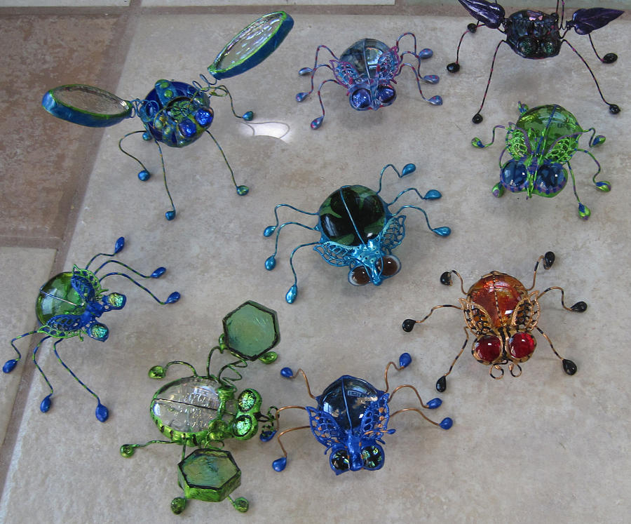 Stain Glass Sculpture - Bugs by Maxine Grossman Stain Glass Sculpture - Bugs by Maxine Grossman