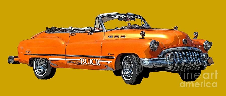 Buick Art in orange Digital Art by Francesca Mackenney