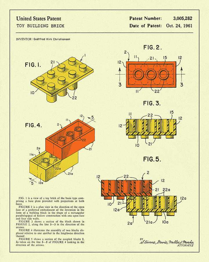 Patent Digital Art - Building Bricks 1961 by Jazzberry Blue