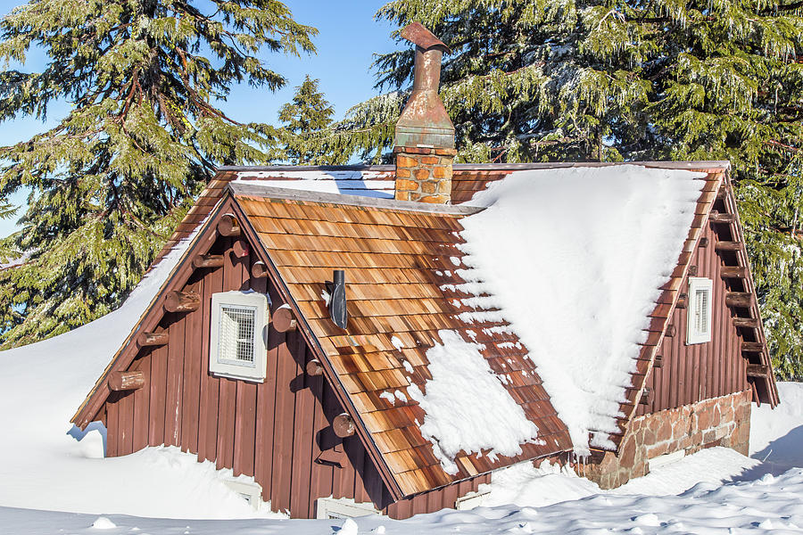 Building Covered in Snow at Crater Lake Photograph by Marc Crumpler