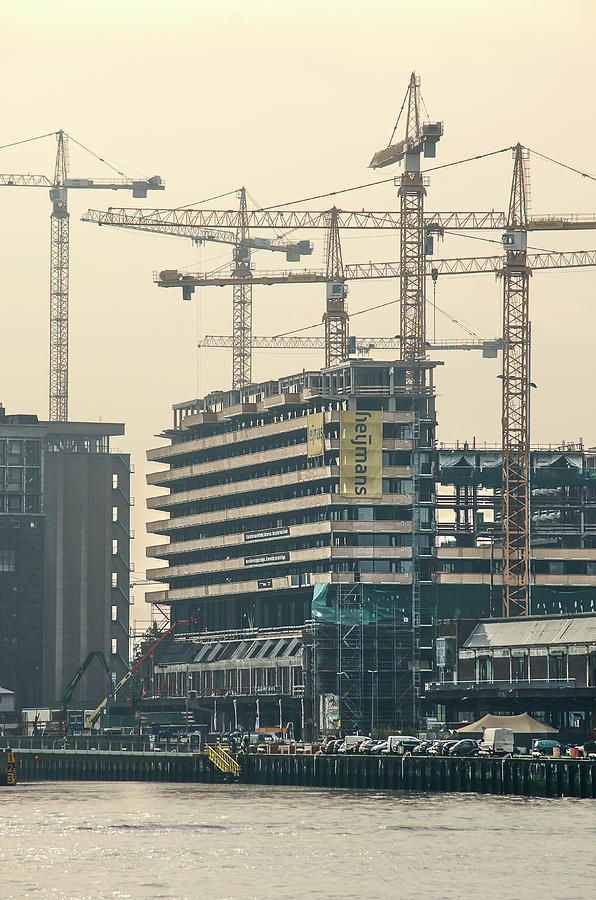 Building cranes at Katendrecht Photograph by Frans Blok