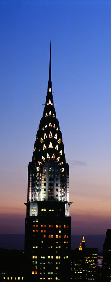 Chrysler Building Photograph - Building Lit Up At Twilight, Chrysler by Panoramic Images