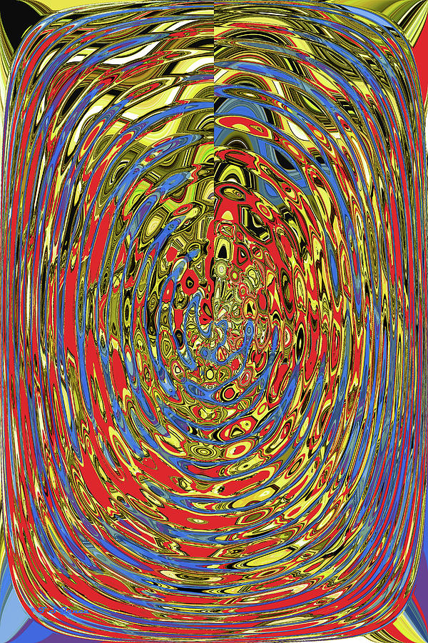 Building Of Circles And Waves Colored Yellow Red And Blue Digital Art by Tom Janca