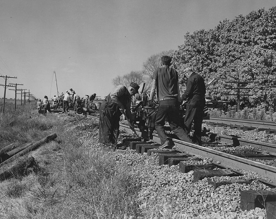 Working on Rail Line - 1957 Photograph by Chicago and North Western Historical Society