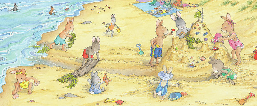 Building Sandcastles -- No Text Painting by June Goulding