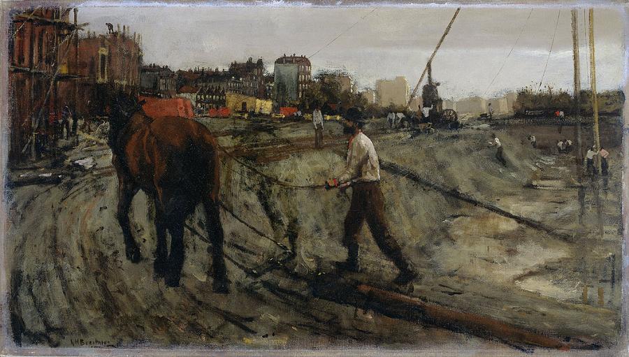 Building Site, c. 1900 Painting by Vincent Monozlay