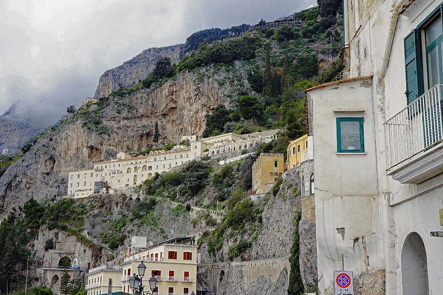 Buildings And Houses Built High Up On The Mountainside Above Amalfi Italy Photograph by Rick Rosenshein