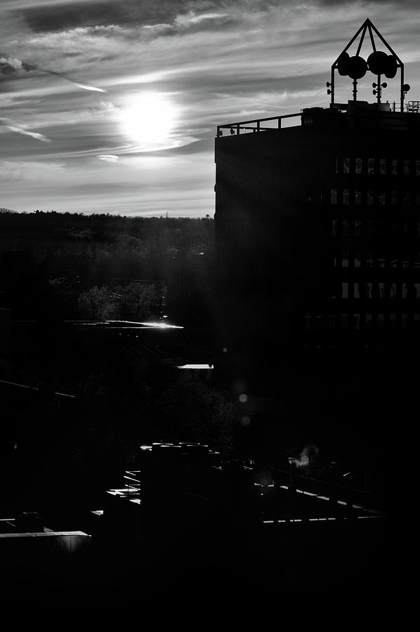 Buildings At Sunset BW  Photograph by Lyle Crump