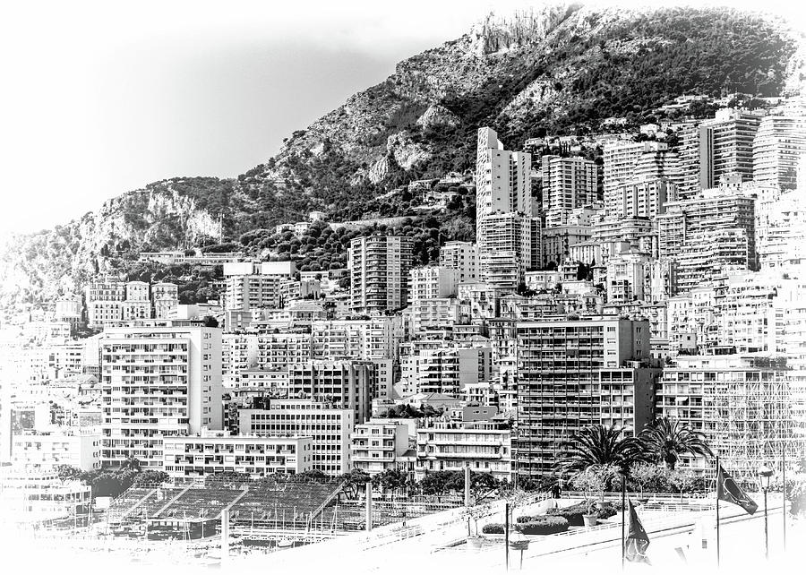 Buildings of Monte Carlo - BW Photograph by Jenny Hudson