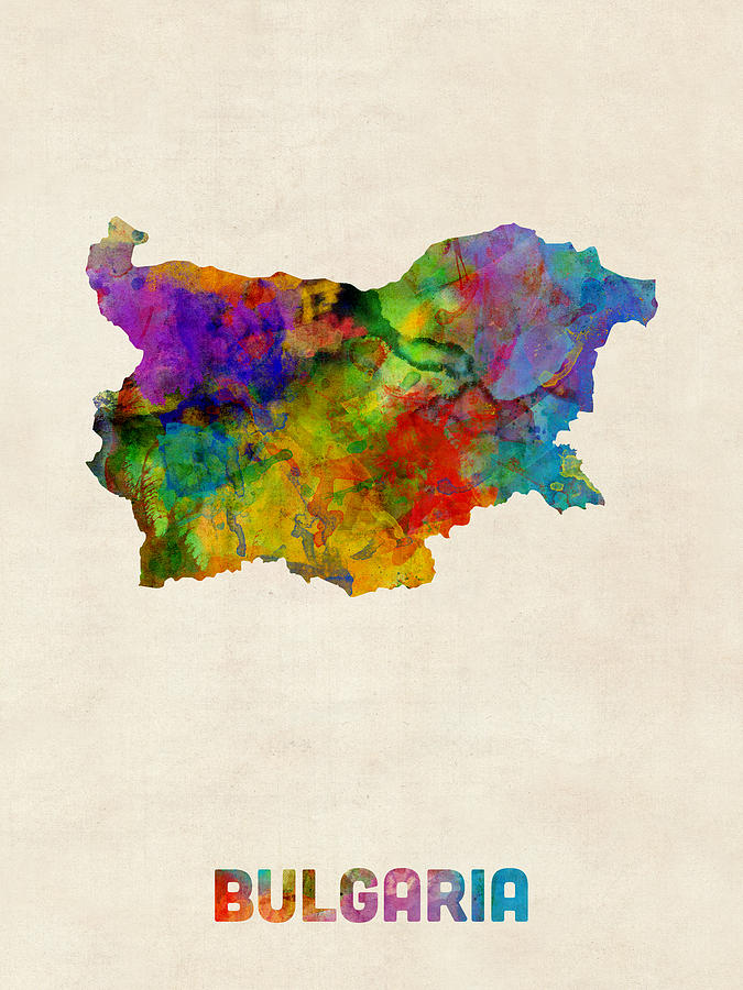 Watercolor Map Digital Art - Bulgaria Watercolor Map by Michael Tompsett