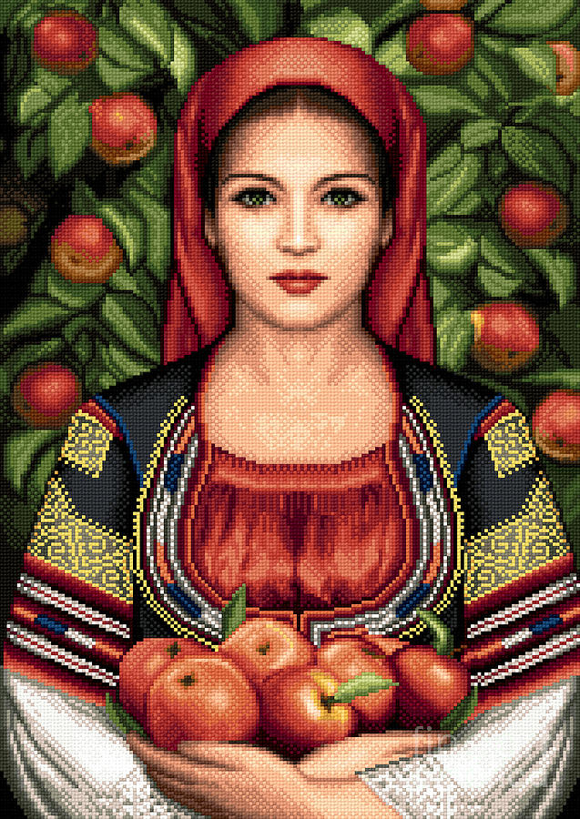 Apple Tapestry - Textile - Bulgarian Girl from Kyustendil by Stoyanka Ivanova