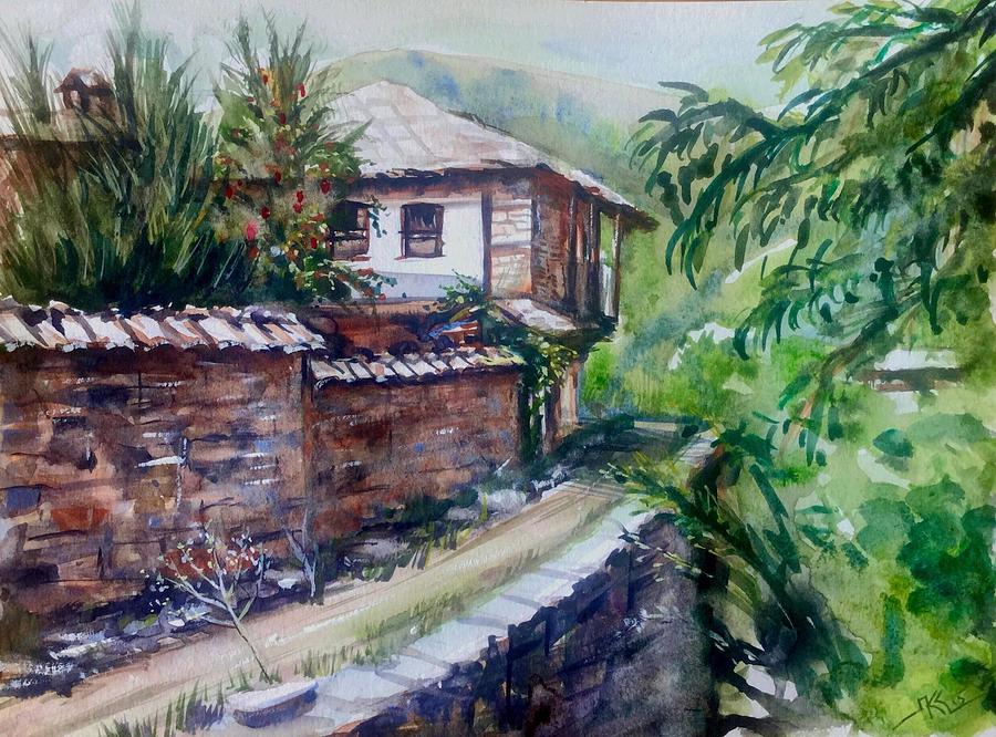 Bulgarian village Painting by Katerina Kovatcheva