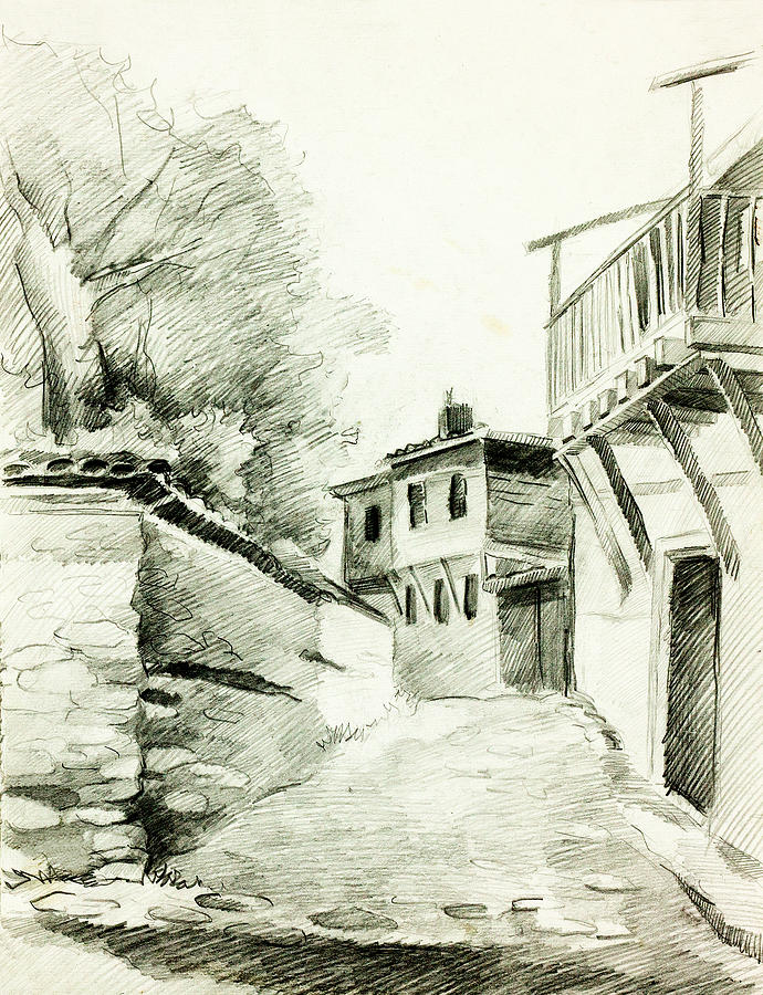 Bulgarian Village Street  By Ivailo Nikolov Drawing