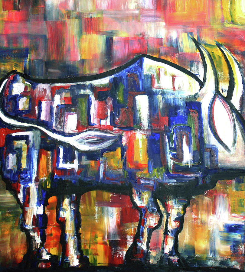 Bull at Sunset Painting by Frank Botello