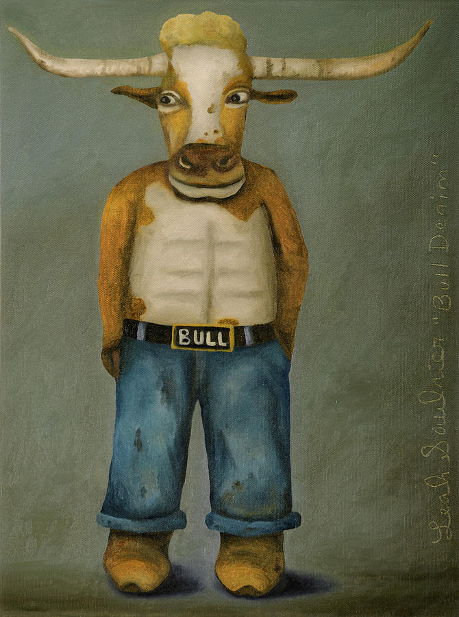 Bull Denim Painting by Leah Saulnier The Painting Maniac