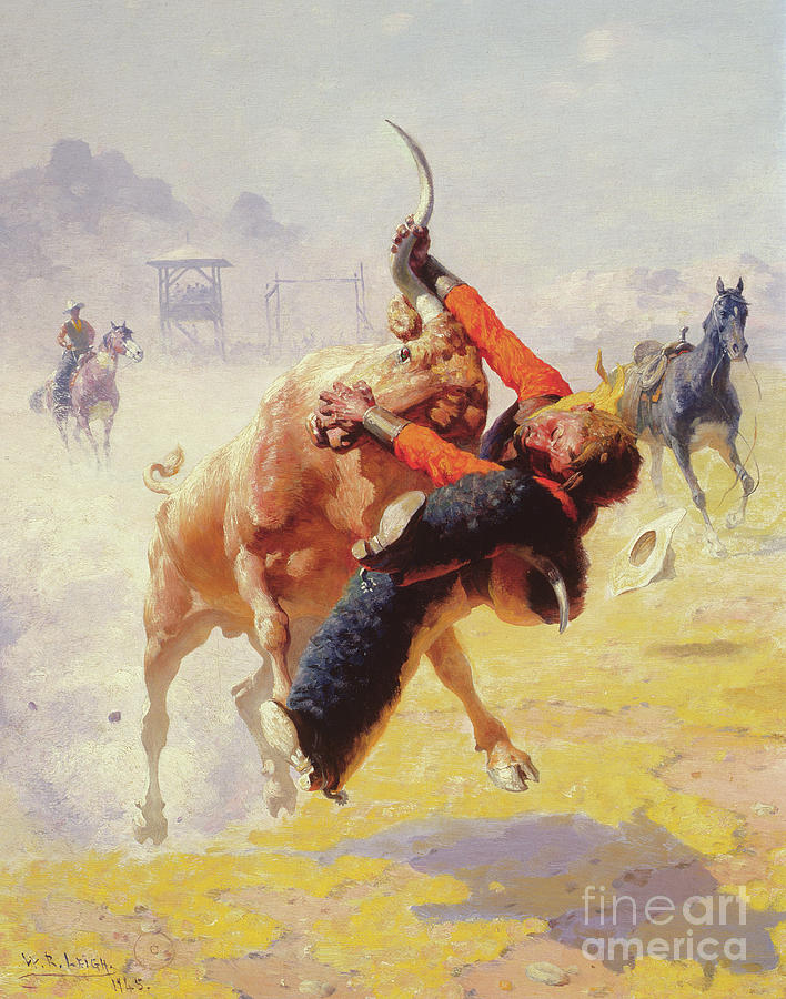 Bull Dodging Painting by William Robinson Leigh