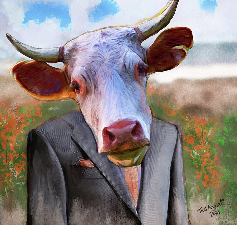 Bull Headed Digital Art by Ted Azriel