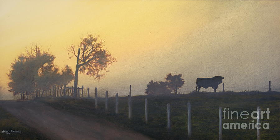 Bull In The Fog Painting by Susan Thompson
