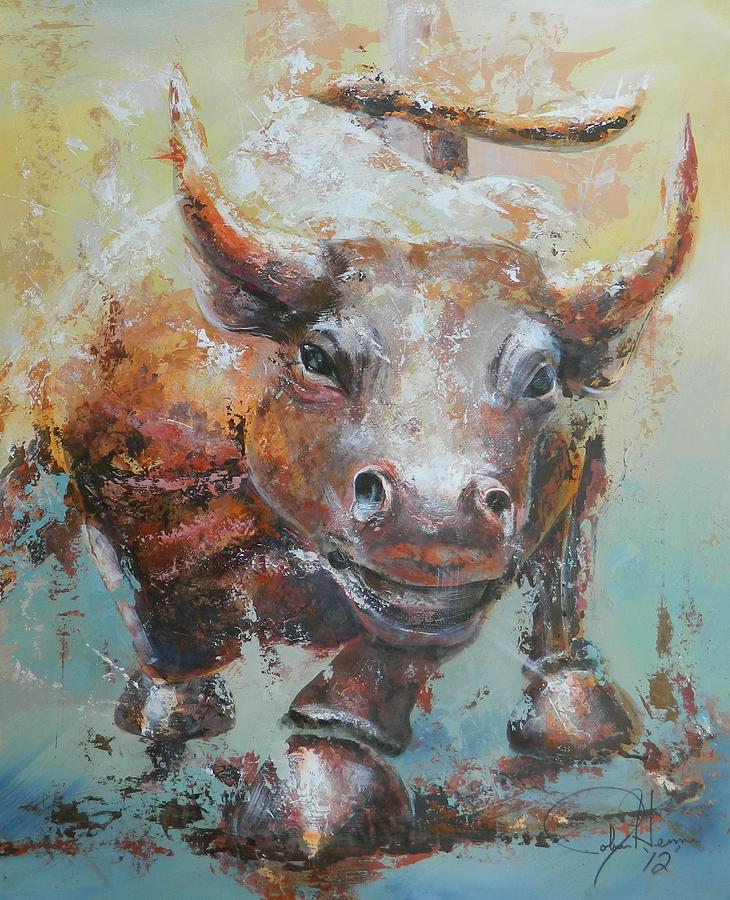 Abstract Painting - Bull Market Y Portrait by John Henne