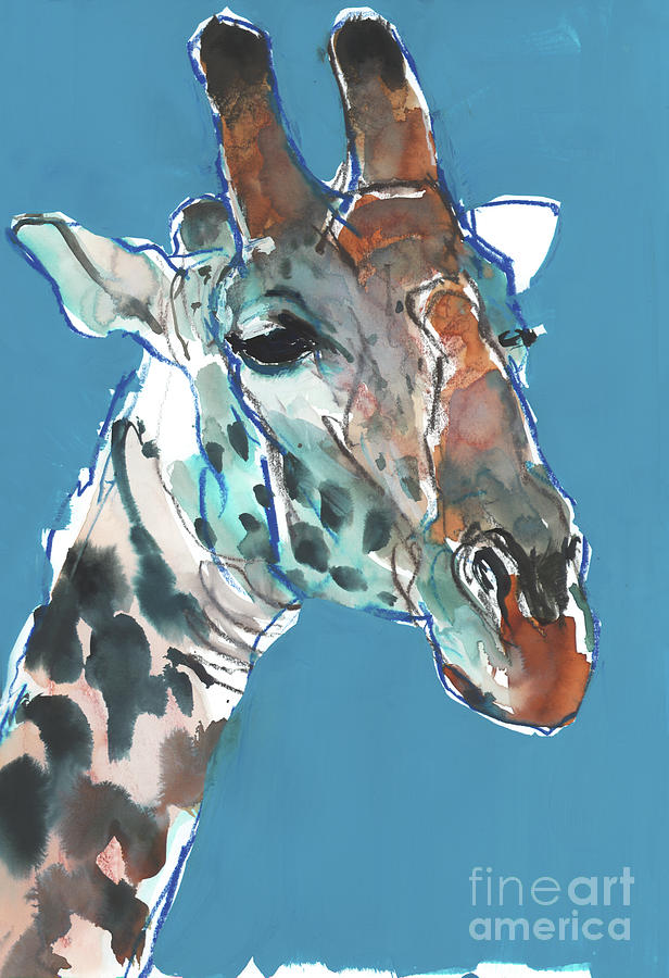 Giraffe Painting - Bull Masai Giraffe, Chyulus by Mark Adlington