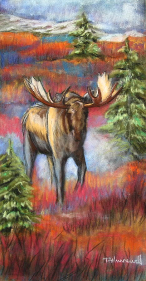 Bull Moose In Fall Pastel by Tracey Hunnewell - Fine Art America