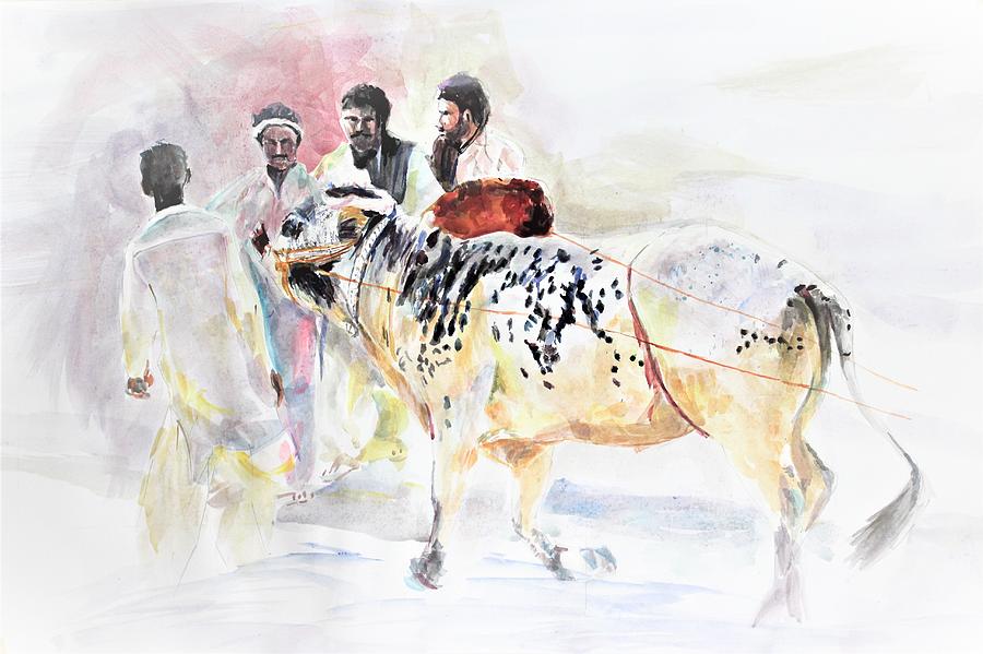 Bull power Painting by Khalid Saeed