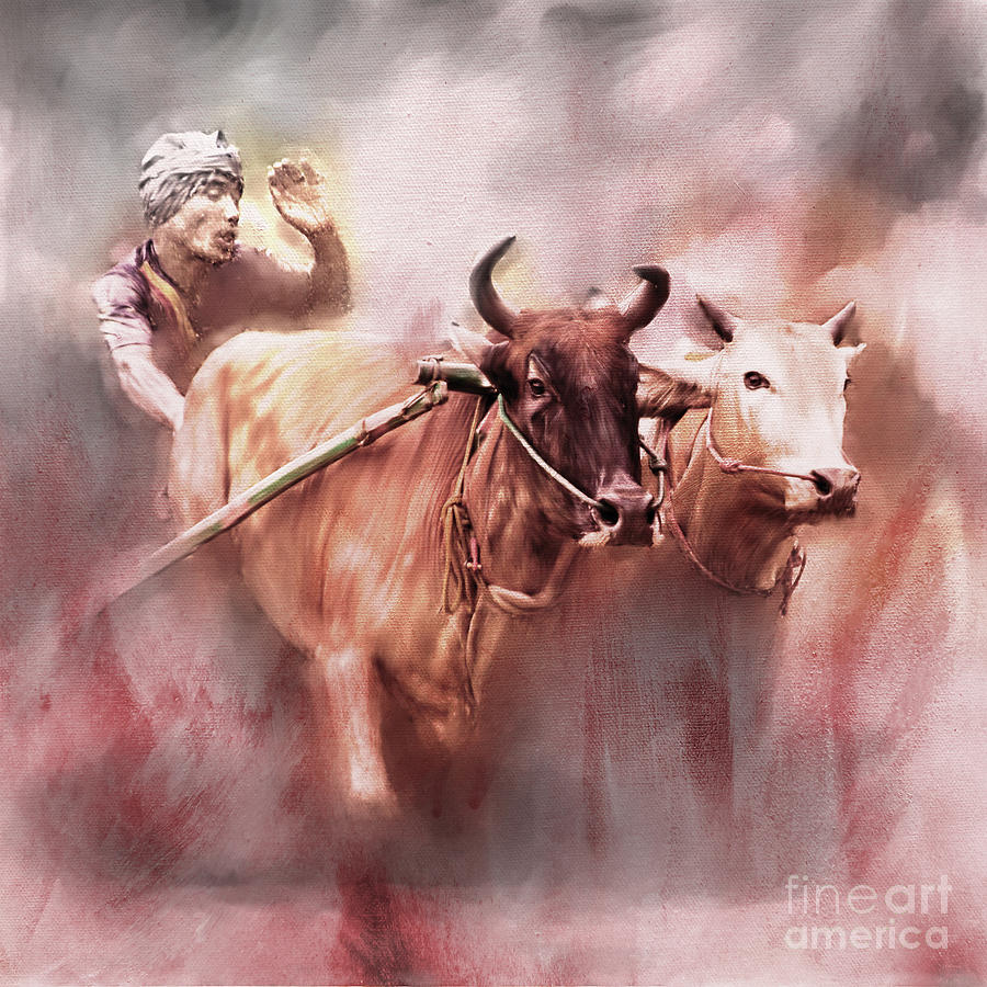 Bull Race 01 Painting by Gull G