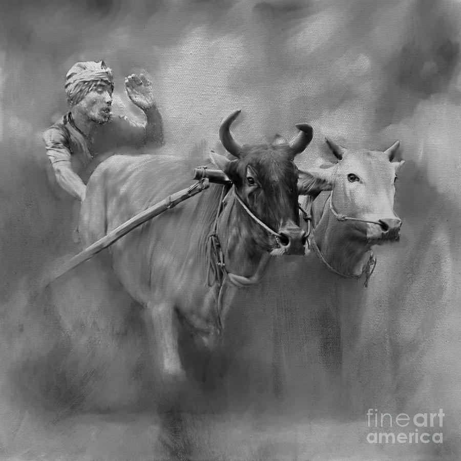 Bull Race 03 Painting by Gull G