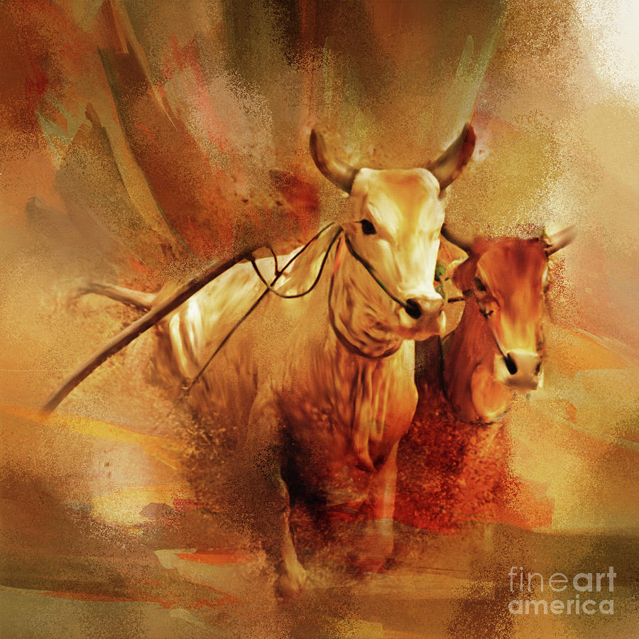 Bull Racing 081 Painting by Gull G