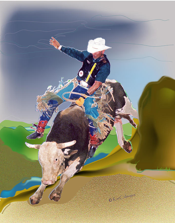 Bull Rider Digital Art by Kae Cheatham