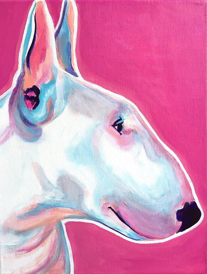 Dog Painting - Bull Terrier - Bubblegum by Dawg Painter