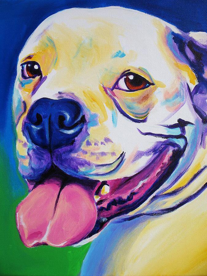 American Bulldog - Luke Painting by Dawg Painter