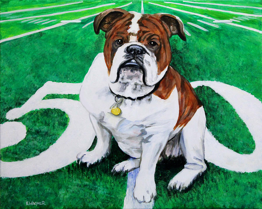 Dog Painting - Bulldog at the Fifty Yard Line by Karl Wagner