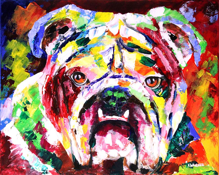 Dog Painting - Bulldog Multicolors by Karl Wagner