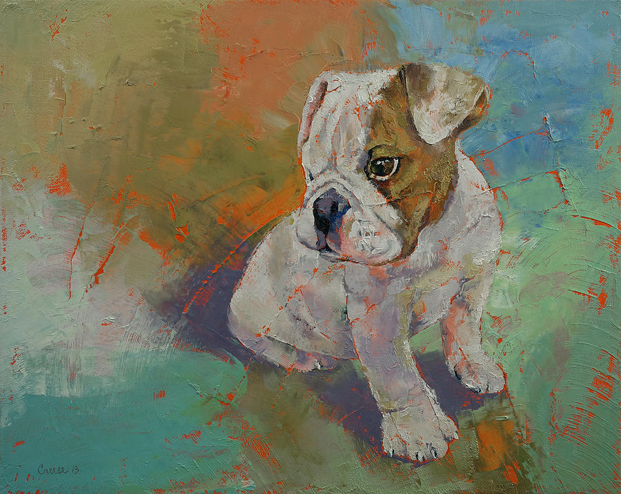 Bulldog Puppy Painting by Michael Creese