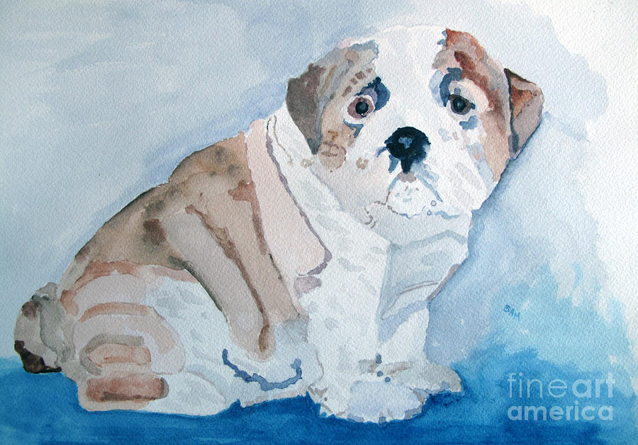 Bulldog Puppy Painting by Sandy McIntire