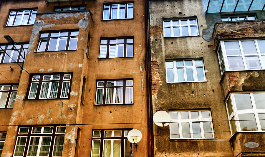 Bullet holes in a wall building in Sarajeva, Bosnia and Herzegov Photograph by Elenarts - Elena Duvernay photo