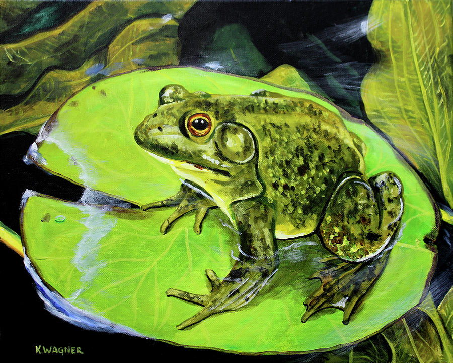 Bullfrog Painting by Karl Wagner