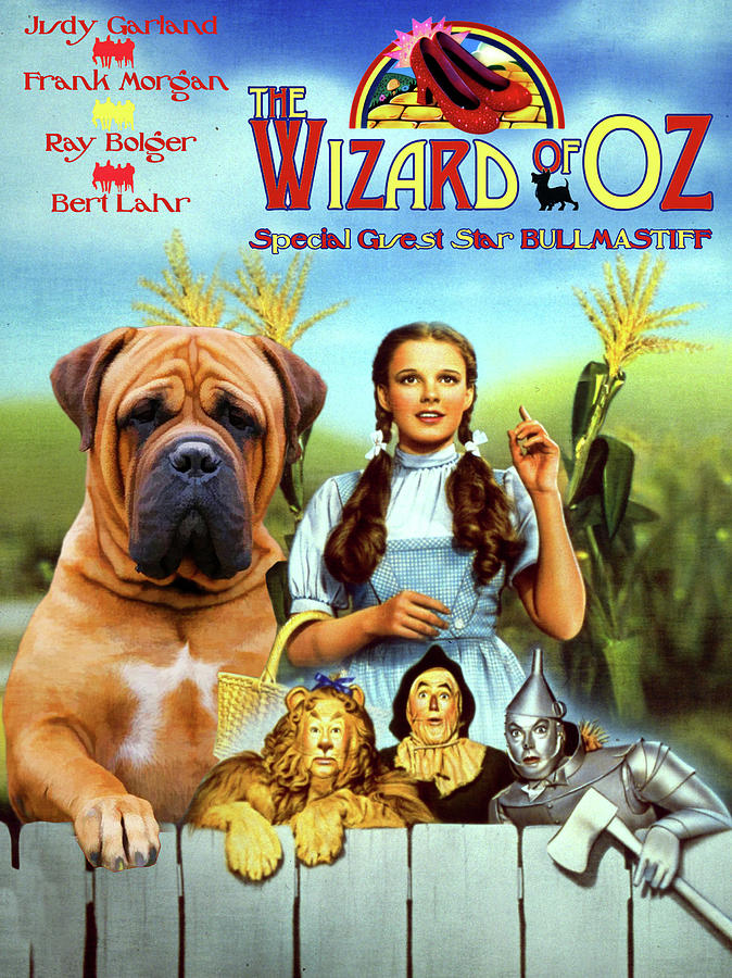 Bullmastiff Art Canvas Print - The Wizard of Oz Movie Poster Painting by Sandra Sij