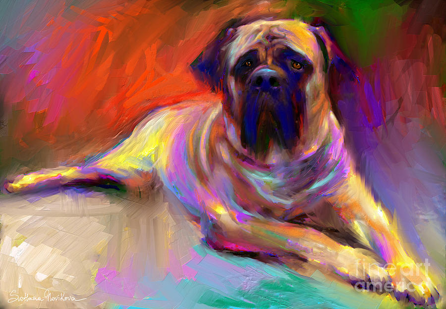 Animal Painting - Bullmastiff dog painting by Svetlana Novikova