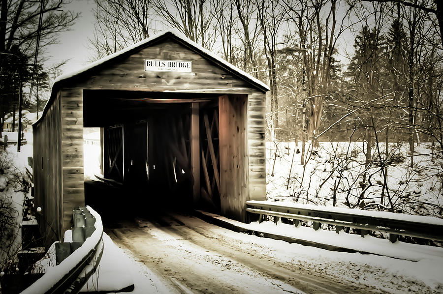 Winter Photograph - Bulls Bridge - winter by Dave Hahn