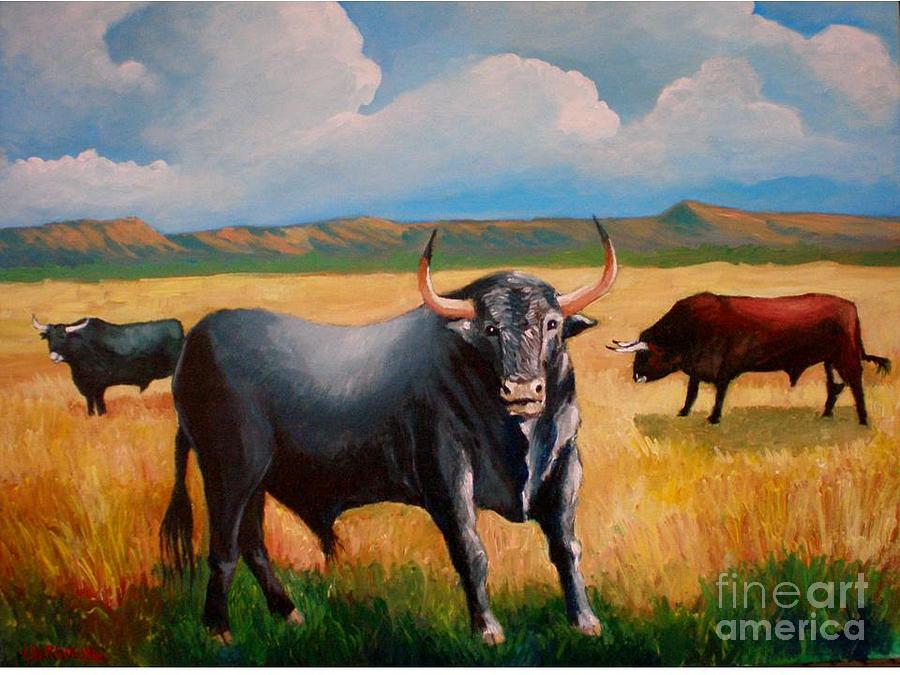Bull Painting - Bulls by Jean Pierre Bergoeing