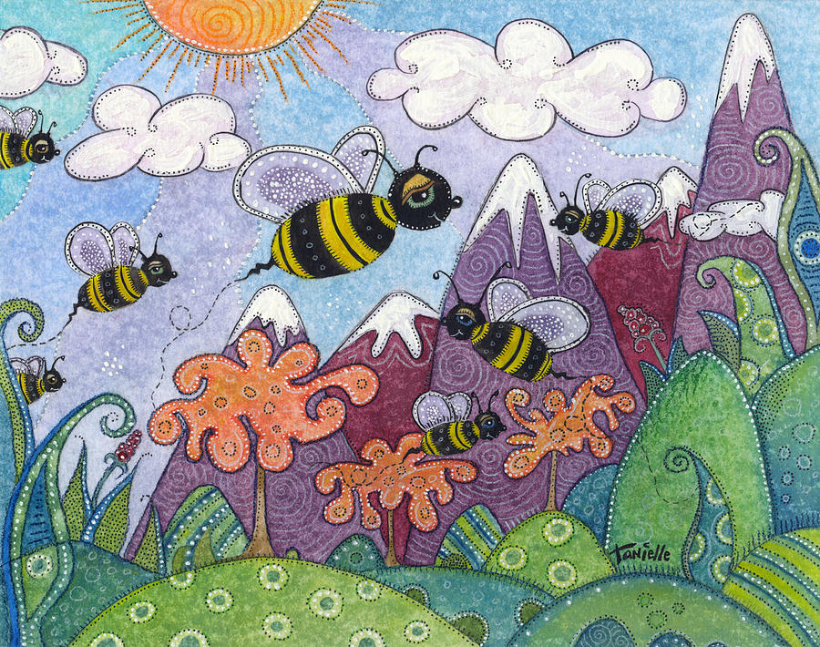 Bumble Bee Buzz Painting by Tanielle Childers