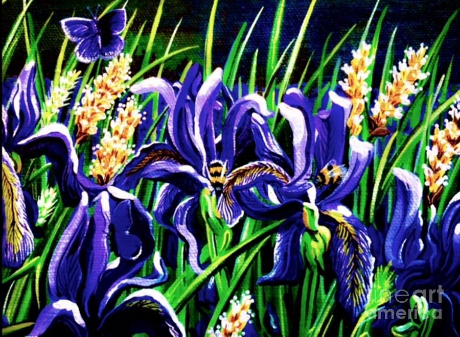 Bumble Bee Iris Painting by Jennifer Lake