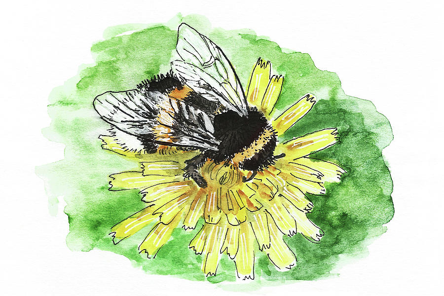 Bumblebee Painting by Masha Batkova