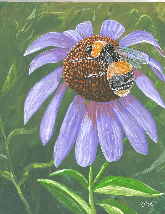 Flower Painting - Bumblebee on a Coneflower by Richard Goohs